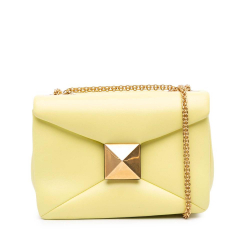 Valentino AB Valentino Yellow Light Yellow Nappa Leather Leather Nappa One Stud Chain Shoulder Bag Italy