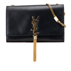 Saint Laurent B Saint Laurent Black Calf Leather Medium Smooth skin Classic Monogram Kate Tassel Crossbody Italy