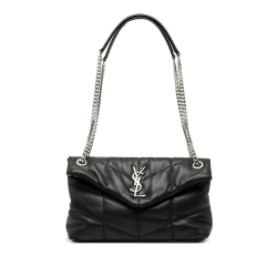 Saint Laurent B Saint Laurent Black Lambskin Leather Leather Small Lambskin Loulou Puffer Shoulder Bag Italy