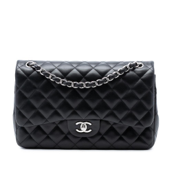 Chanel AB Chanel Black Lambskin Leather Leather Jumbo Classic Lambskin Double Flap France