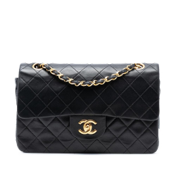 Chanel B Chanel Black Lambskin Leather Leather Small Classic Lambskin Double Flap France