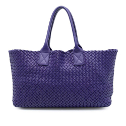 Bottega Veneta Purple Medium Lambskin Intreccio Cabat Tote Italy
