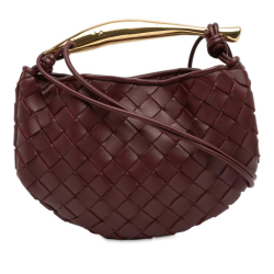 Bottega Veneta Red Bordeaux Lambskin Leather Leather Baby Lambskin Intrecciato Sardine Satchel Italy