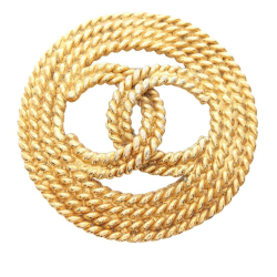 Chanel B Chanel Gold Gold Plated Metal CC Rope Brooch France