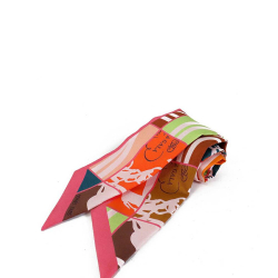 Hermès AB Hermès Pink with Multi Silk Fabric En Desordre Twilly Scarf France