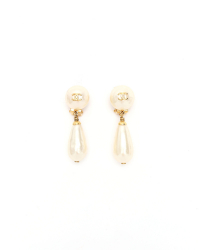 Chanel Coco Mark Dangling Pearl Earrings
