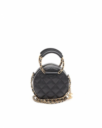 Chanel In The Loop Chain Caviar Round Clutch Bag