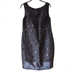 Marchesa Schwarzes Seidenkleid 36