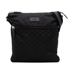 Gucci B Gucci Black Nylon Fabric GG Web Crossbody Italy