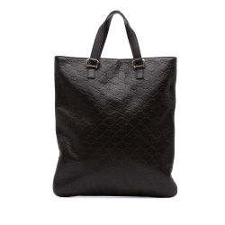 Gucci B Gucci Brown Dark Brown Calf Leather Guccissima Tote Italy