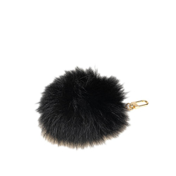 Louis Vuitton B Louis Vuitton Black Fur Natural Material Fox Fuzzy Bubble Bag Charm Italy