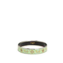 Hermès B Hermès Green Mint with Silver Enamel Other Narrow Moon Stars Bangle 65 Austria