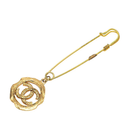 Chanel B Chanel Gold Gold Plated Metal CC Safety Pin Brooch France