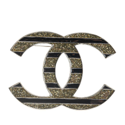 Chanel B Chanel Black Enamel Other and Silver Plated CC Brooch France