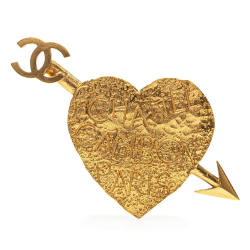 Chanel B Chanel Gold Gold Plated Metal CC Arrow and Heart Brooch France