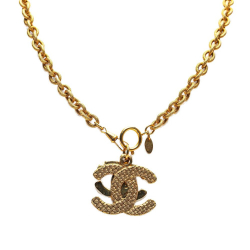 Chanel B Chanel Gold Gold Plated Metal Double CC Pendant Necklace France