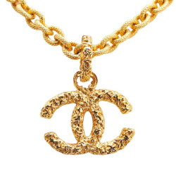 Chanel AB Chanel Gold Gold Plated Metal Lava Collection CC 24K Pendant Necklace France