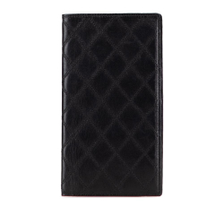 Chanel B Chanel Black Lambskin Leather Leather Double Stitched Lambskin Long Bill Wallet France