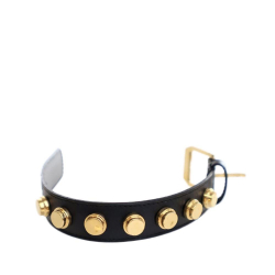 Saint Laurent B Saint Laurent Black with Gold Calf Leather skin Studded De Force Bracelet Italy
