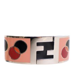 Fendi AB Fendi Pink Salmon with Multi Enamel Other Fendista Hinged Bracelet Italy