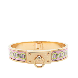 Hermès AB Hermès Pink Enamel Other Clic Anneau Flots Fleures Et Frontaux Bracelet PM France