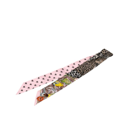 Hermès A Hermès Pink Light Pink Silk Fabric Jungle Love Love Twilly Scarf France