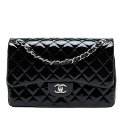 Chanel AB Chanel Black Patent Leather Leather Jumbo Classic Patent Double Flap Italy