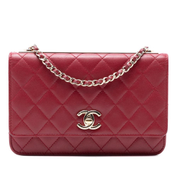 Chanel AB Chanel Red Lambskin Leather Leather Lambskin Trendy CC Wallet On Chain Italy