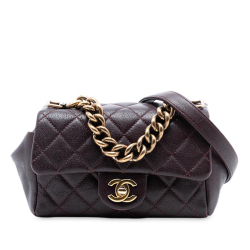 Chanel AB Chanel Red Burgundy Sheepskin Leather Leather Mini Quilted Sheepskin Trapezio Flap Italy