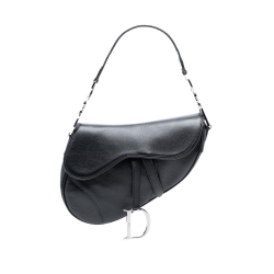 Christian Dior B Dior Black Goatskin Leather Shiny Saddle Bag Italy