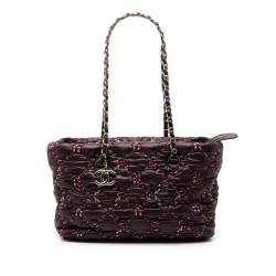 Chanel B Chanel Purple Plum Nylon Fabric Paris Byzance Tweed On Stitch Shoulder Bag Italy