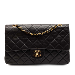 Chanel B Chanel Black Lambskin Leather Leather Medium Classic Lambskin Double Flap France