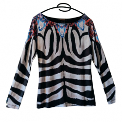 Roberto Cavalli Weich fließendes, satiniertes Zebra-Shirt S-M