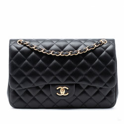 Chanel Classic Double Flap Jumbo Lambskin Leather Matelassè Handbag Black
