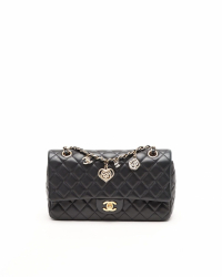 Chanel Classic Medium Valentines Heart Charm Single Flap Bag