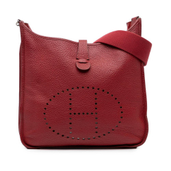 Hermès B Hermès Red Dark Red Calf Leather Clemence Evelyne III 29 France