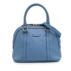 Gucci B Gucci Blue Light Blue Calf Leather Mini Microguccissima Dome Satchel Italy