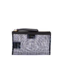Fendi AB Fendi Gray Mesh Fabric FF Pouch Italy