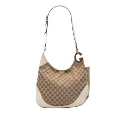 Gucci B Gucci Brown Beige Canvas Fabric GG Charlotte Crossbody Italy