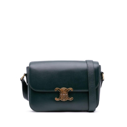 Celine B Celine Green Dark Green Calf Leather Classique Shiny skin Triomphe Crossbody Italy