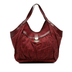 Fendi B Fendi Red Canvas Fabric Large Zucca Chef Tote Italy