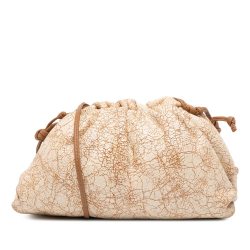 Bottega Veneta B Bottega Veneta Brown Beige Calf Leather Crackled skin The Mini Pouch Crossbody Italy