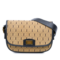 Saint Laurent B Saint Laurent Brown Beige Canvas Fabric Medium Monogram All Over Crossbody Italy