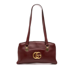Gucci B Gucci Red Burgundy Calf Leather Large Arli Shoulder Bag Italy