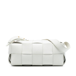 Bottega Veneta B Bottega Veneta White Lambskin Leather Leather Small Lambskin Intrecciato Brick Cassette Italy