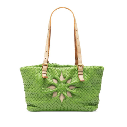 Bottega Veneta B Bottega Veneta Green Nappa Leather Leather Nappa Intrecciato Marquise Flower Tote Italy