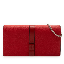 Loewe AB LOEWE Red Calf Leather Pebbled skin Wallet on Chain Spain
