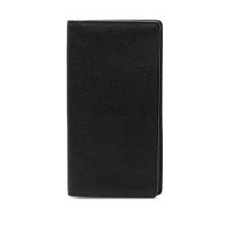 Louis Vuitton B Louis Vuitton Black Taiga Leather Leather Taiga Brazza Wallet France