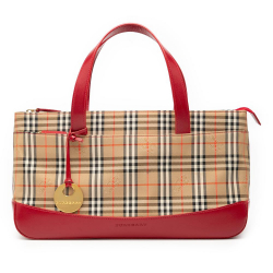 Burberry B Burberry Brown Beige with Red Canvas Fabric Haymarket Check Handbag United Kingdom