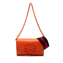 Gucci B Gucci Orange Dark Orange Calf Leather Mini Horsebit 1955 Web Crossbody Italy